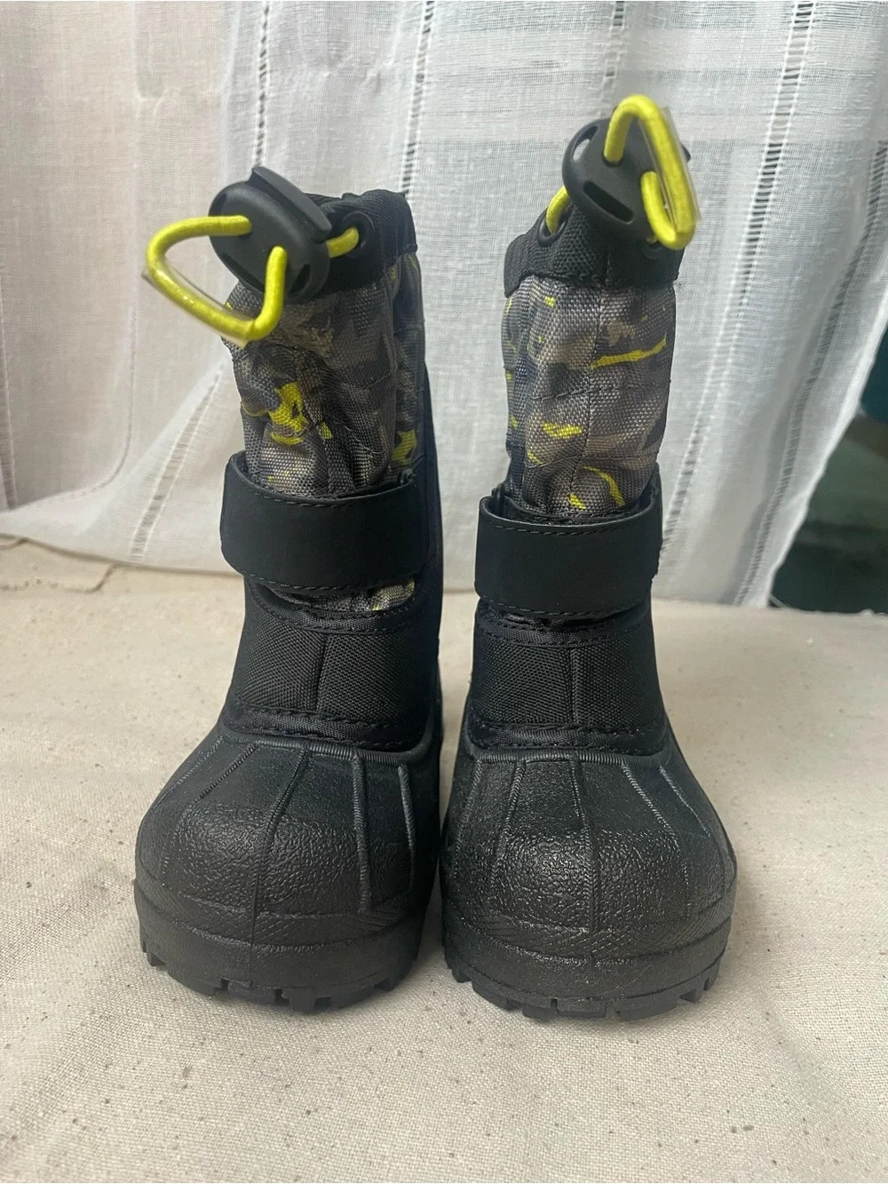 Columbia Kids Black Winter Boots with Yellow Accent